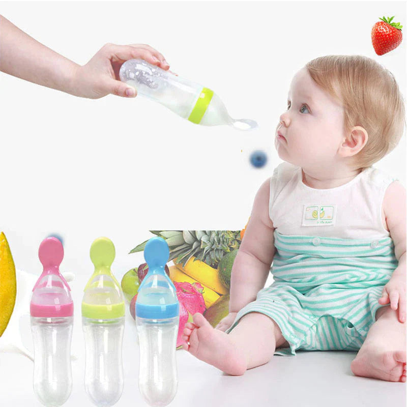 Silicone Baby Spoon Feeder squeezy Baby Food Dispensing Spoon